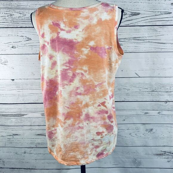 Style & Co Small Tank Top Tie-Dye Stretch Button V-Neck Tie Front Lightweight - Picture 4 of 8